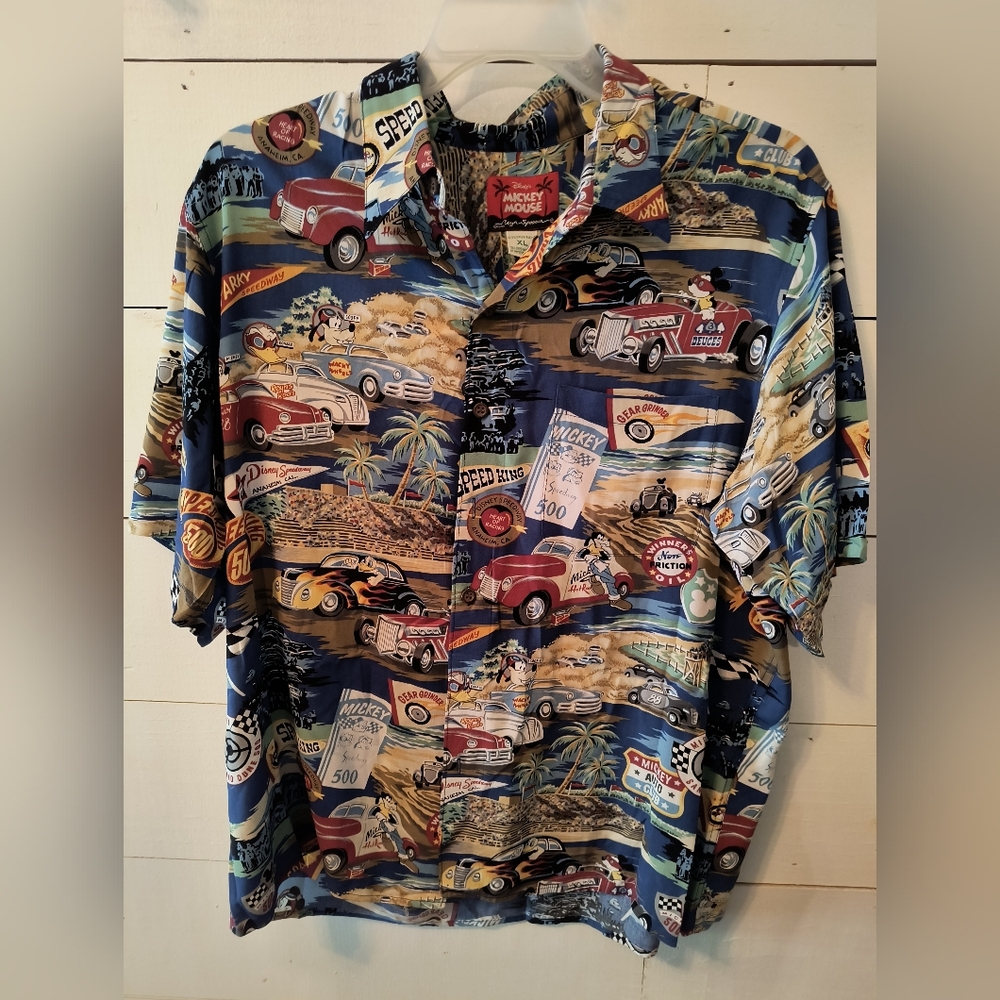 Reyn Spooner Multicolor Vintage Disney Car Print Shirt
